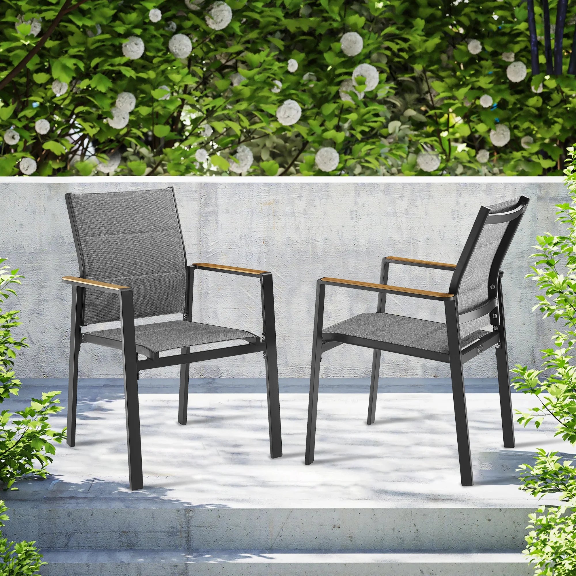 Stackable Balcony Wooden Chairs PEAKHOME Slam Stackable Patio