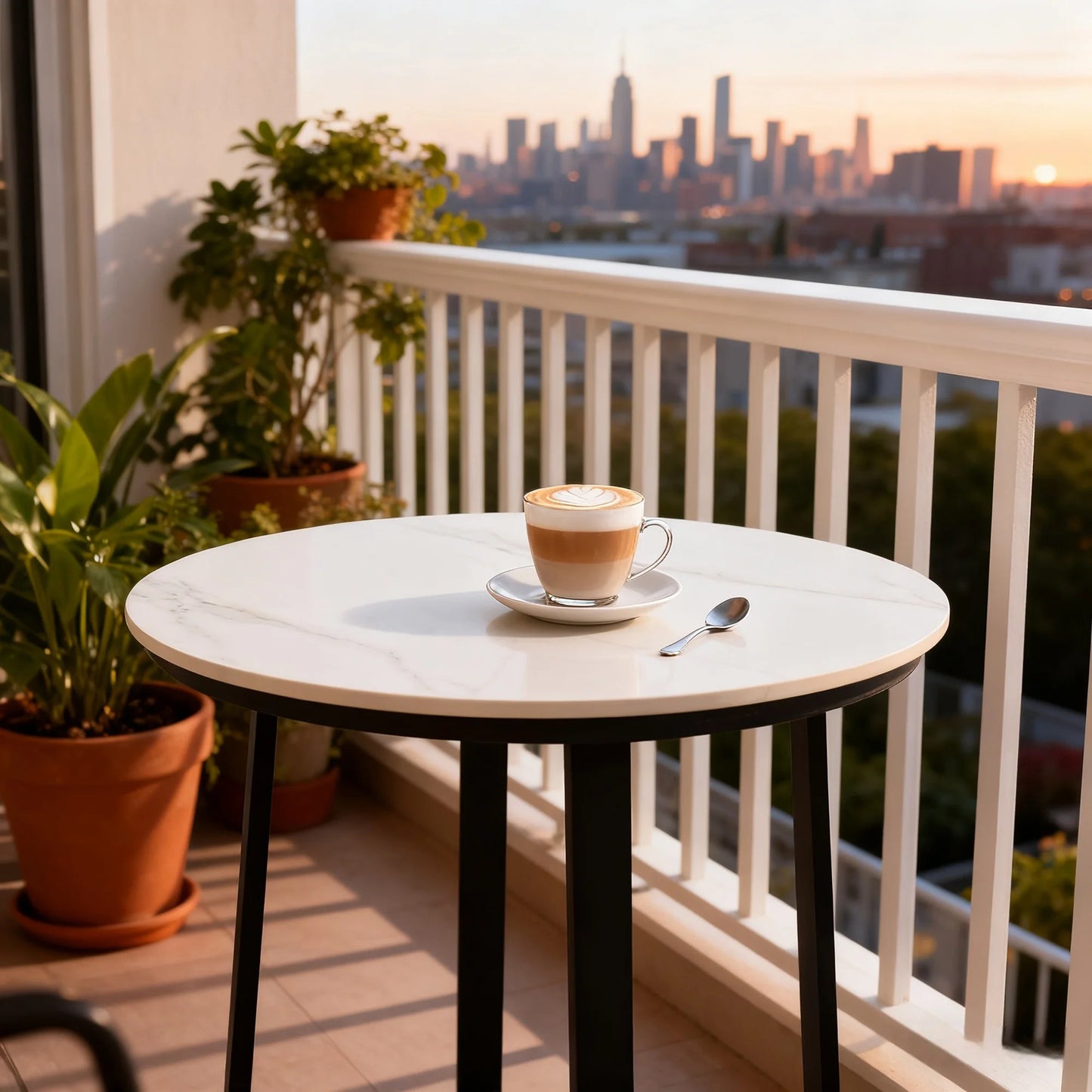 Asheville 5-Piece Aluminum Patio Swivel Seating Set With Sintered Stone Tables