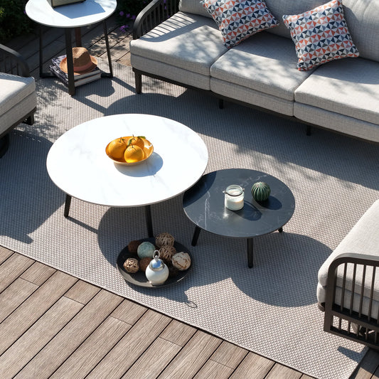 PEAKHOME-Stipa Nesting Coffee Table With Sintered Stone Tabletop 2-Pieces