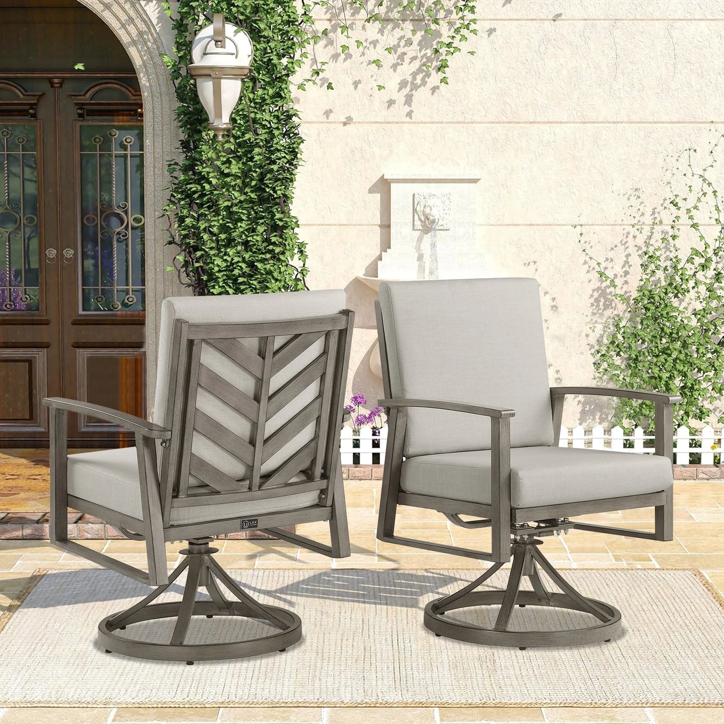 Peak Home Amario 7 Pieces Outdoor Dining Set with 60'' Round Table and Lazy Susan W/O Umbrella