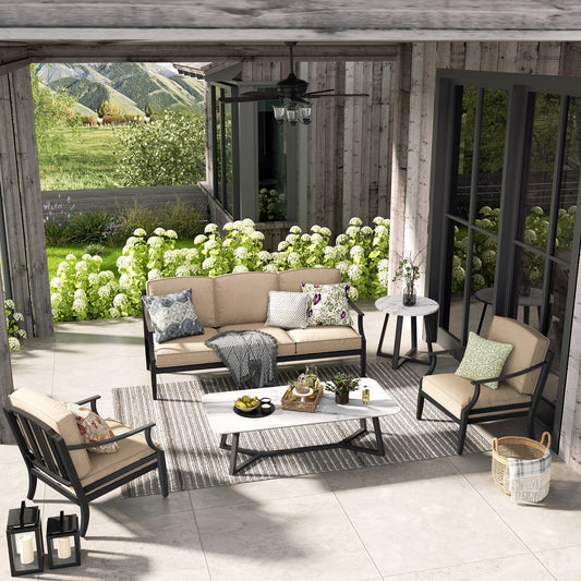 Tamarin 5 Piece Patio Fixed Seating Set With Sunbrella® Cushions