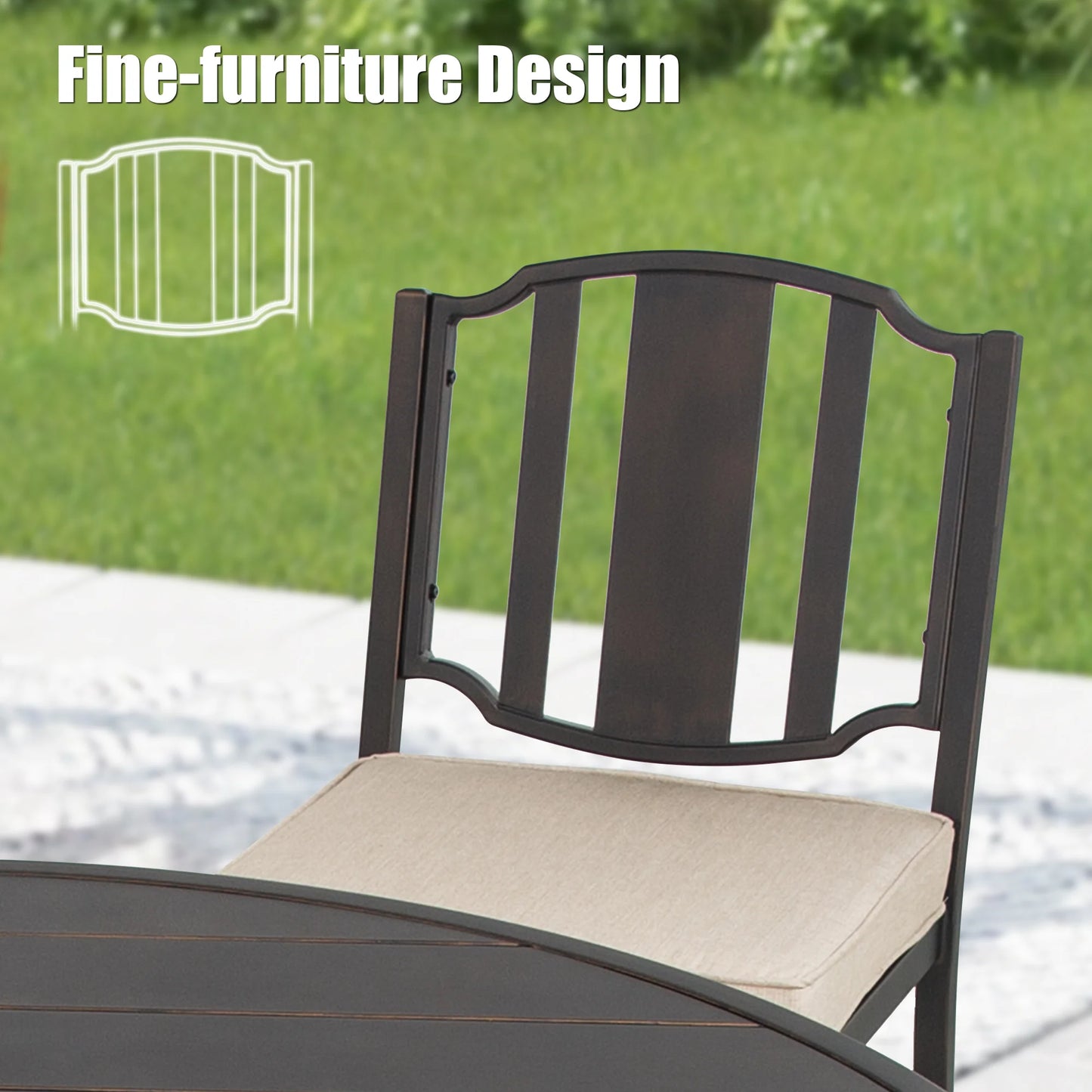 Tamarin 7-Piece Round Outdoor Dining Set with Armless Chairs