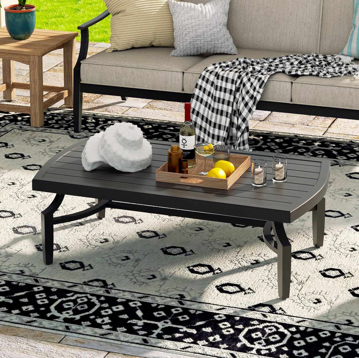 Tamarin Patio Aluminum Rectangular Coffee Table