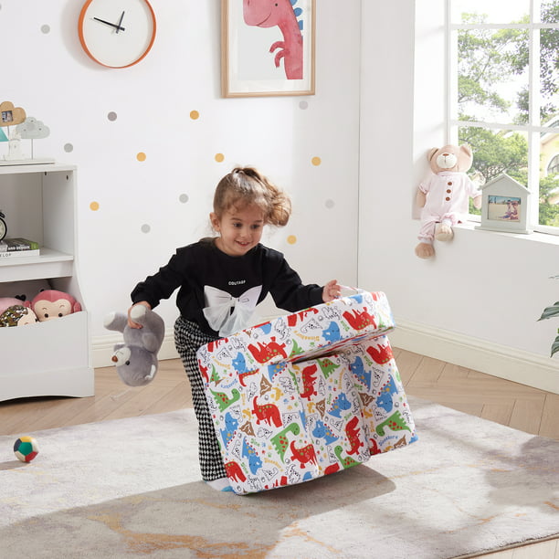 Kids Sofa Couch, Children Flip-Out Chair 2-in-1 Toddler Chairs Convertible Sofa to Lounger, White