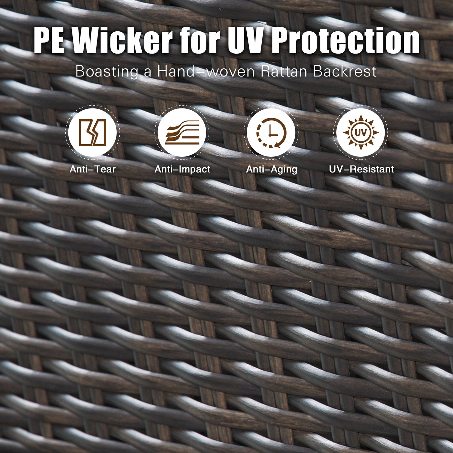 PEAKHOME Outdoor Rattan Swivel Bar Stools With Backs