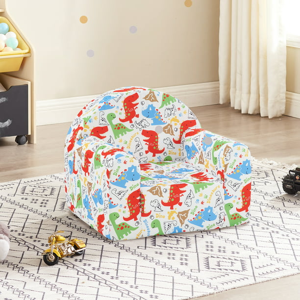 Kids Sofa Couch, Children Flip-Out Chair 2-in-1 Toddler Chairs Convertible Sofa to Lounger, White