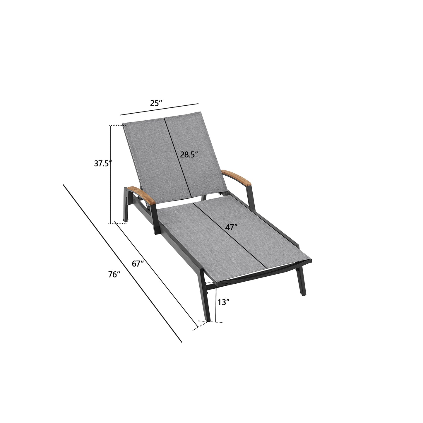 Canyon 2PCS Outdoor Aluminum Chaise Lounge With Phifertex® Sling Fabric
