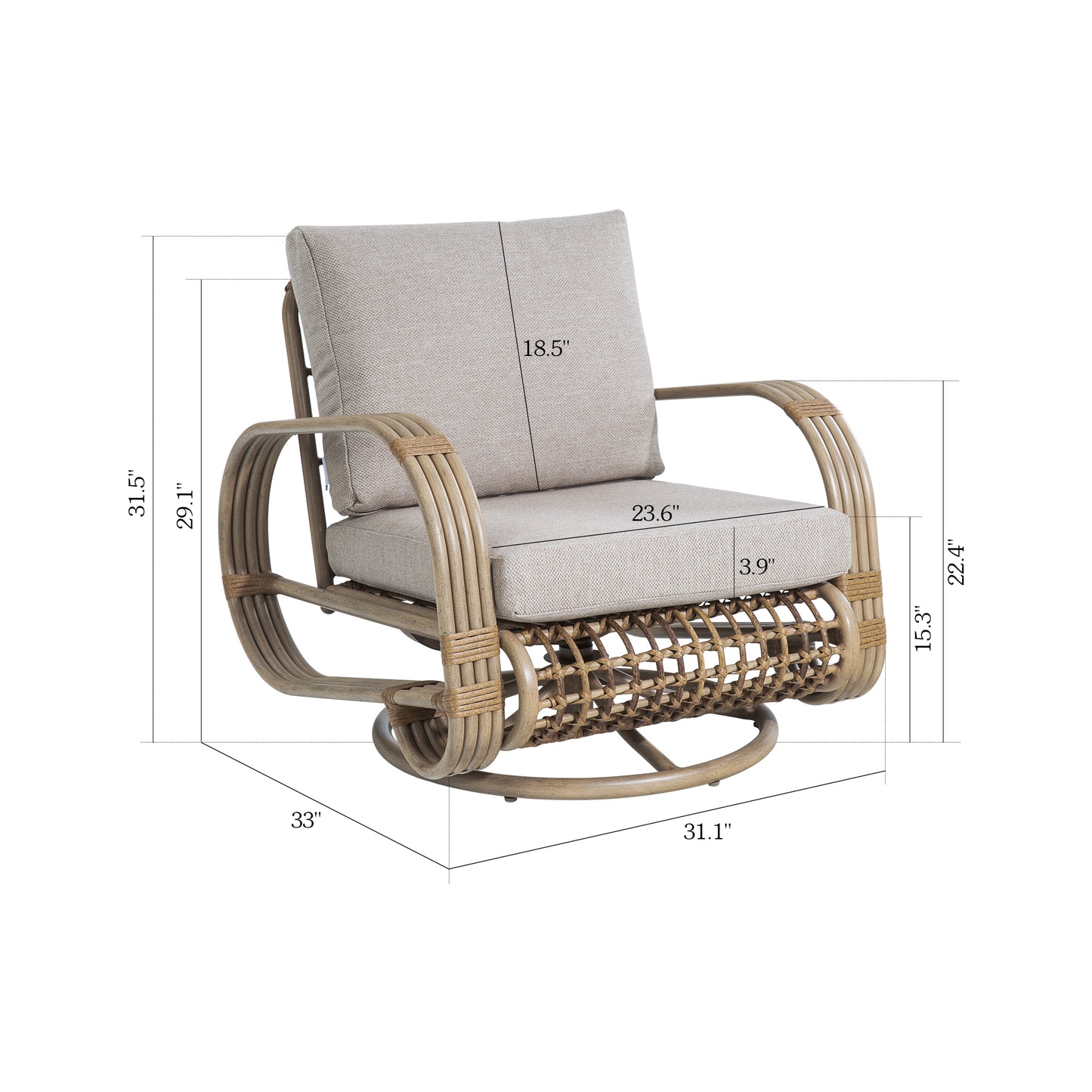 Arsterie Patio Aluminum Swivel Club Chairs With Olefin Cushions