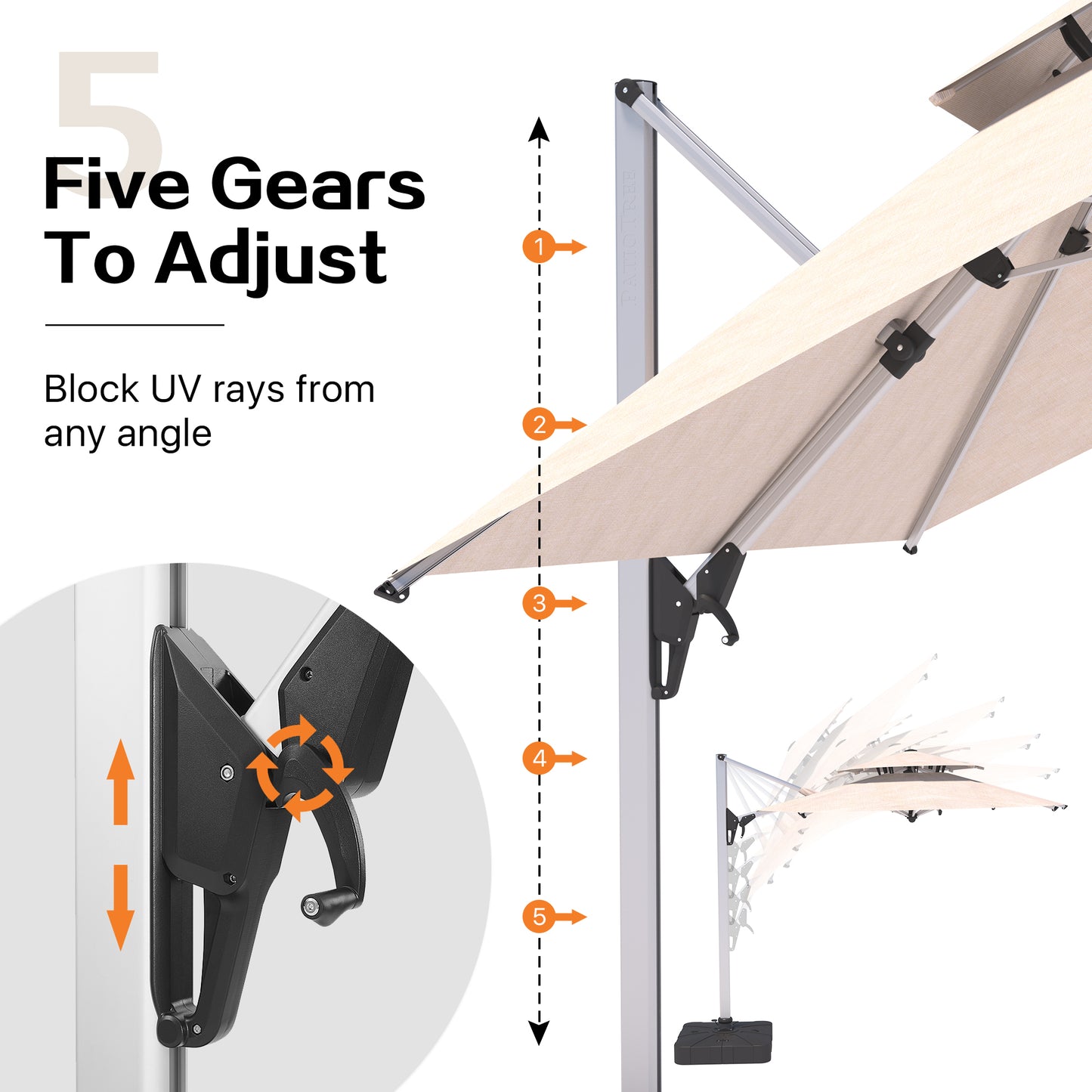 PATIO TREE Milano 10ft Square Cantilever Umbrella Double Top