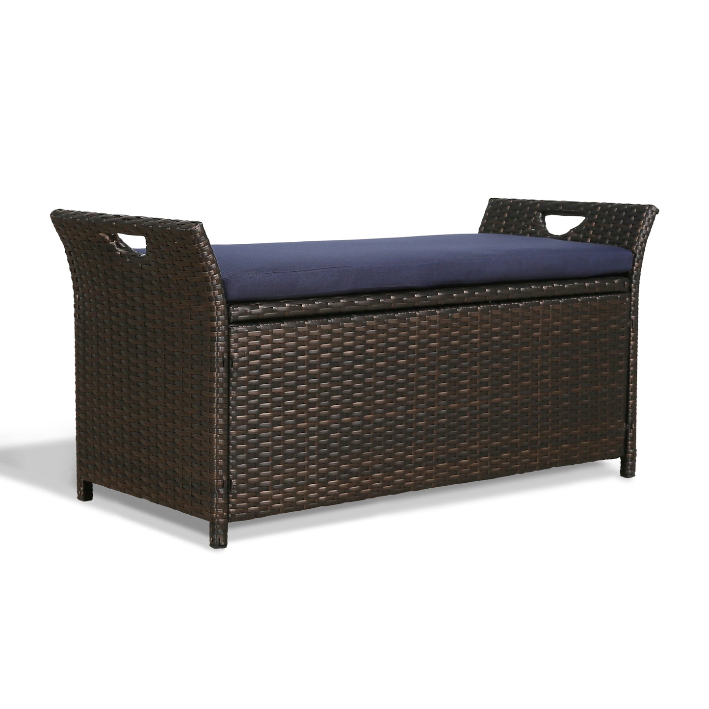 ULAX Outdoor Wicker Storage Bench with Cushion