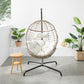 Patio Wicker Hanging Basket Swing Chair Indoor Outdoor Rattan  Hammock Egg Chair with Stand and Cushion, Beige