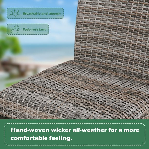 Patio Wicker Bar stools Outdoor Heavy-Duty Steel Frame Rattan Chairs with Quick Dry Foam Filling and Curved Backrest, Set of 4