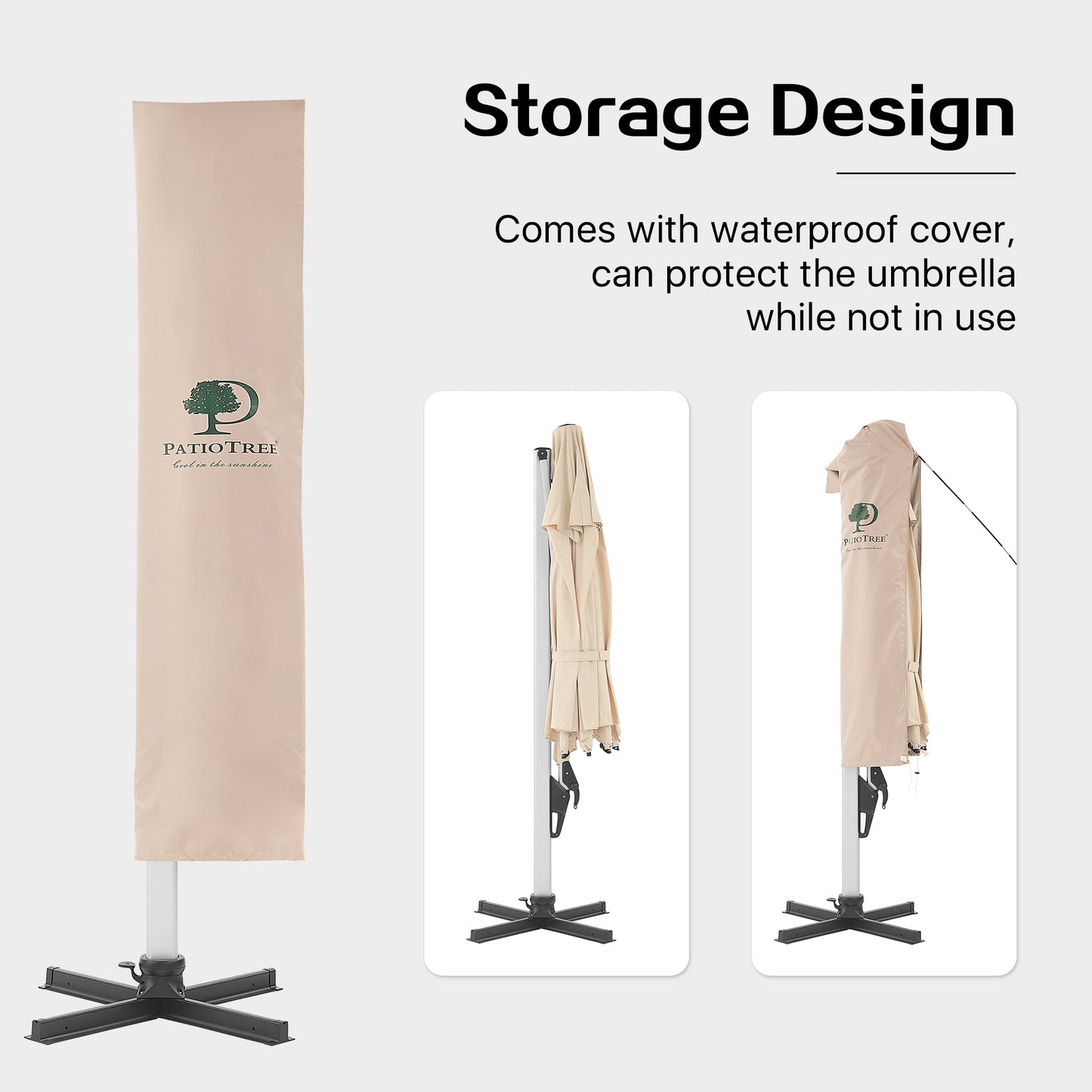 PATIO TREE Milano 10ft Square Cantilever Umbrella Double Top