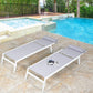 Outdoor Chaise Lounge Chairs Set of 2 All Weather Patio Beach Sling Lounger Pool Sunbathing Chairs with Headrest (Light Grey)