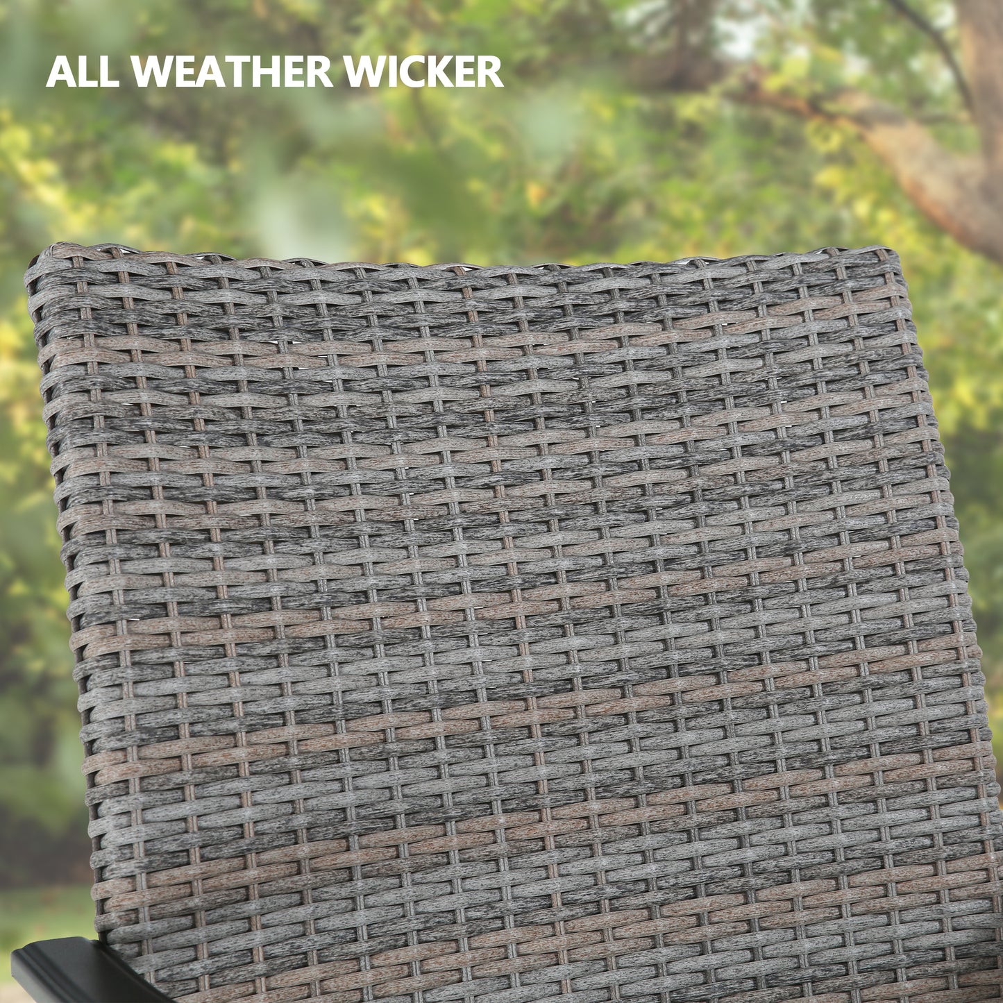 Patio Wicker Dining Chairs Outdoor Heavy-Duty Steel Frame Rattan Chairs with Quick Dry Foam Filling and Curved Backrest, Set of 2