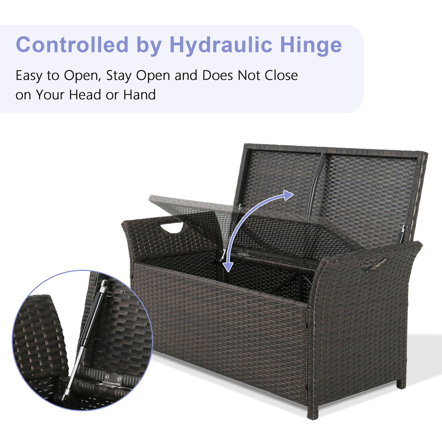 ULAX Outdoor Wicker Storage Bench with Cushion