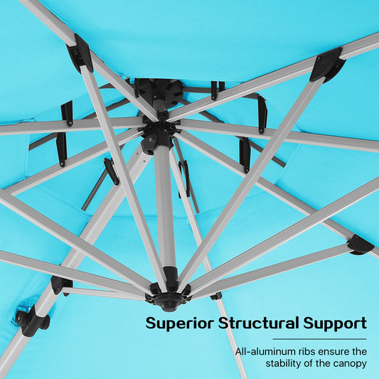 PATIO TREE Milano Double Top 11ft Round Patio Cantilever Umbrella for Deck, Pool, Backyard