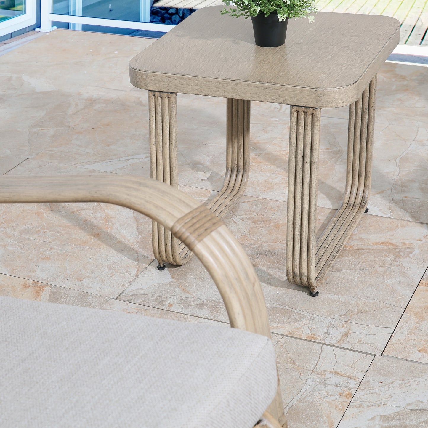 Arsterie 3 Pieces Aluminum Patio Conversation Set with Wicker Decoration