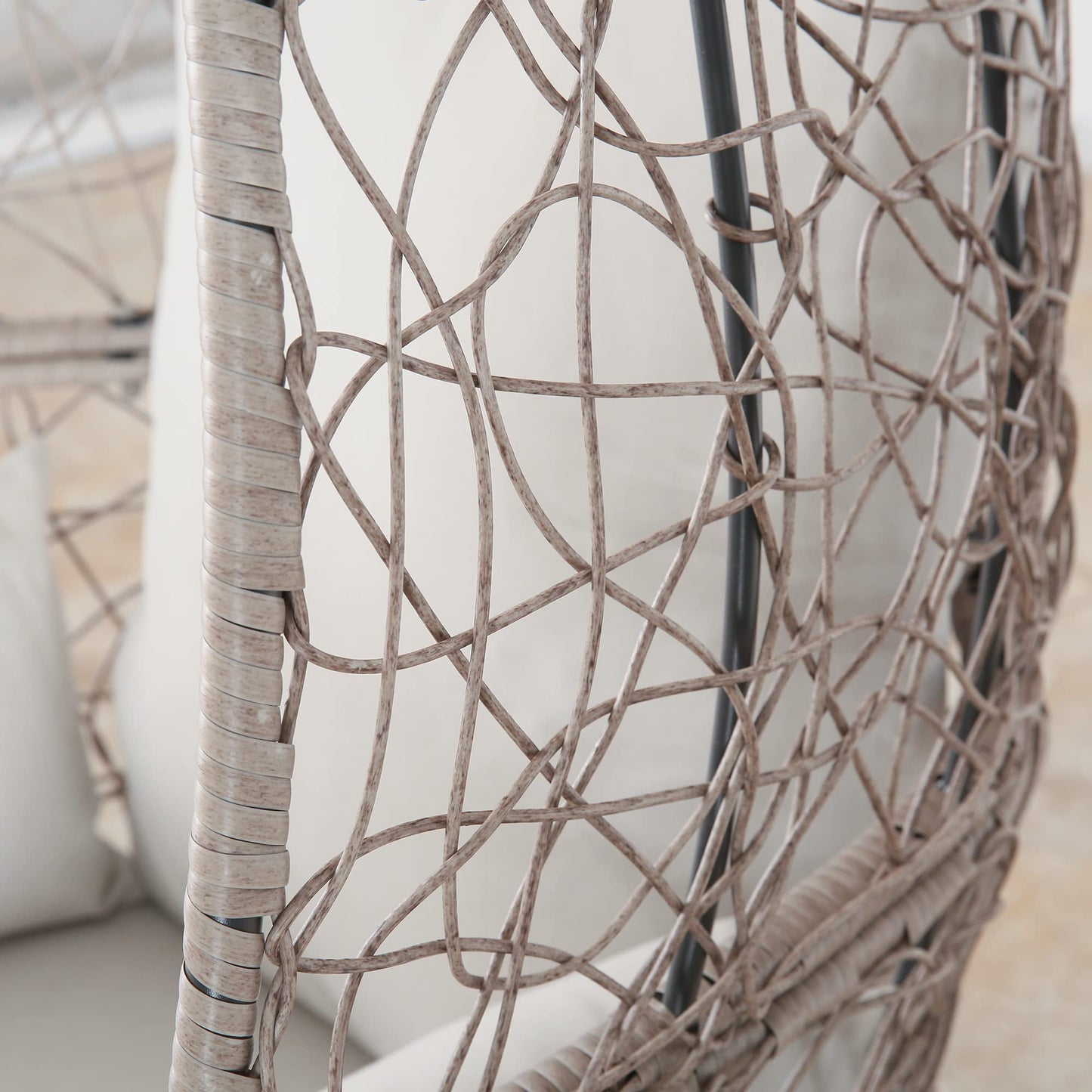 Patio&Indoor Rattan Egg Chair with Cushion and Pillow for Living Room Patio Courtyard
