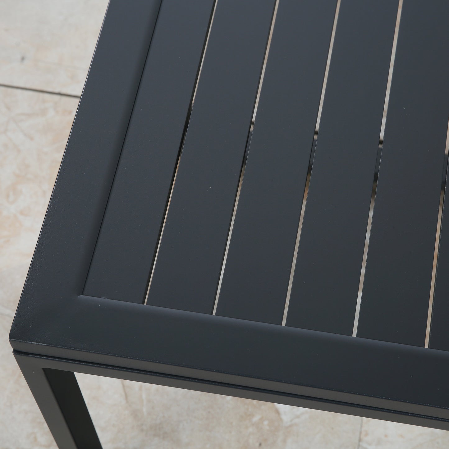 Patio Aluminum Side Table Outdoor Indoor Square End Table, Dark Grey