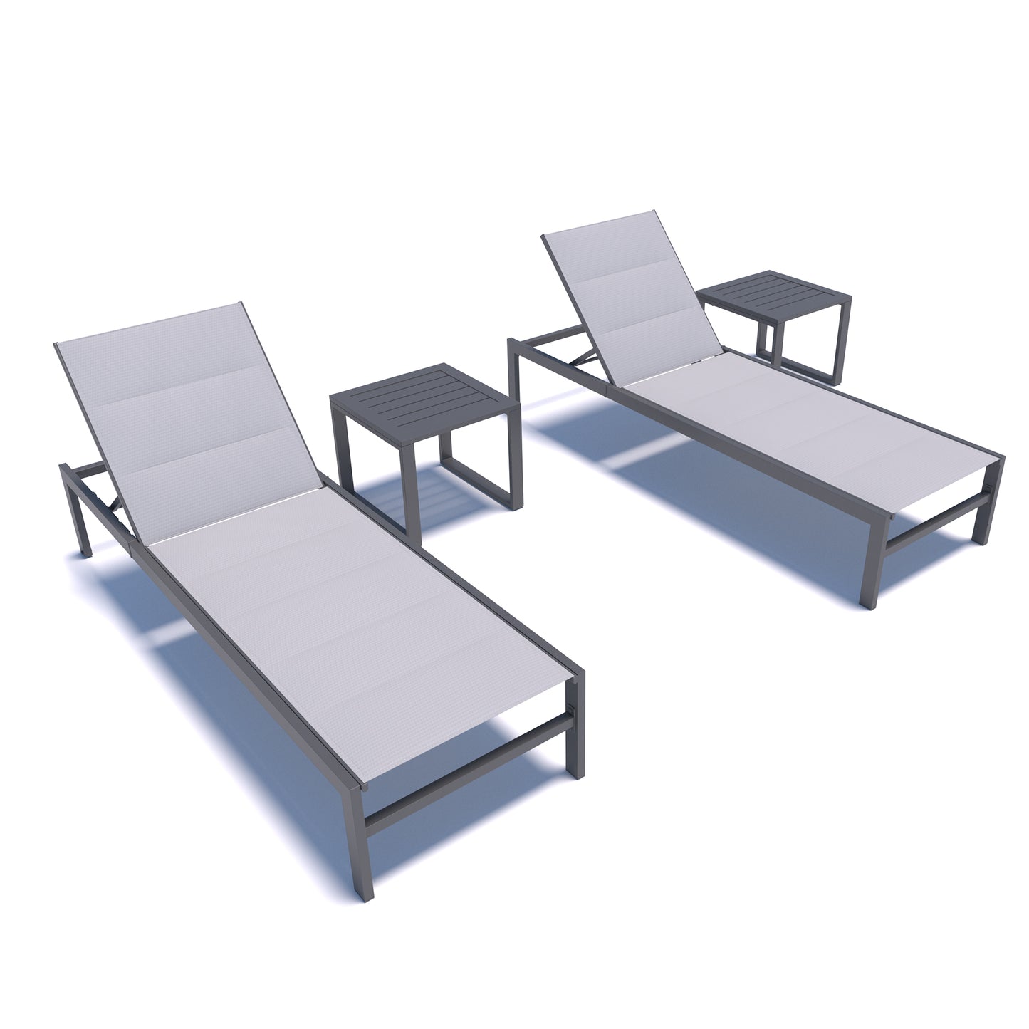 Patio Aluminum Side Table Outdoor Indoor Square End Table, Light Grey