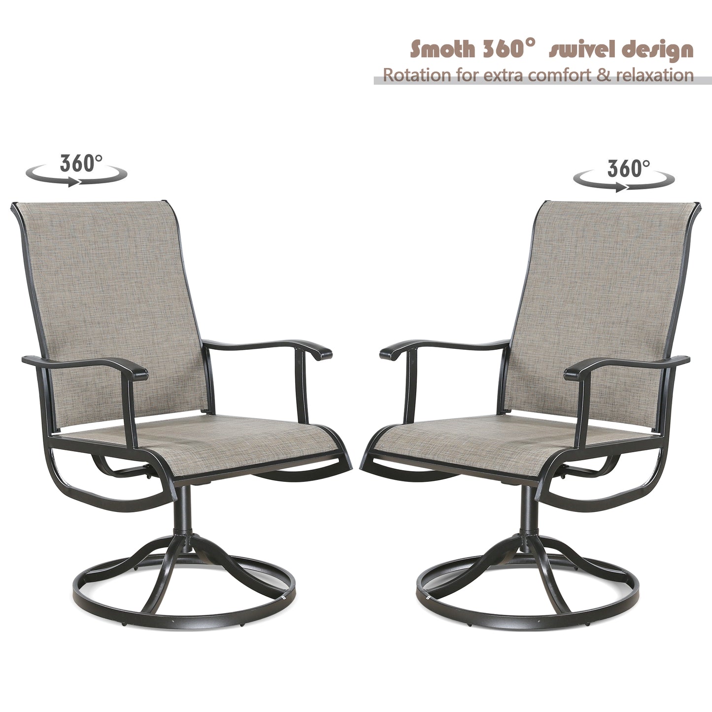 Patio Textilene Mesh Fabric Swivel Dinging Chairs Outdoor Gentle Rocker Chair Set of 2 with High Back and Armrest