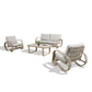 4 Pieces Aluminum Conversation Sets Outdoor Wicker Decoration Sofa Seating with coffee table, Single Chair and Loveseat with Cushions