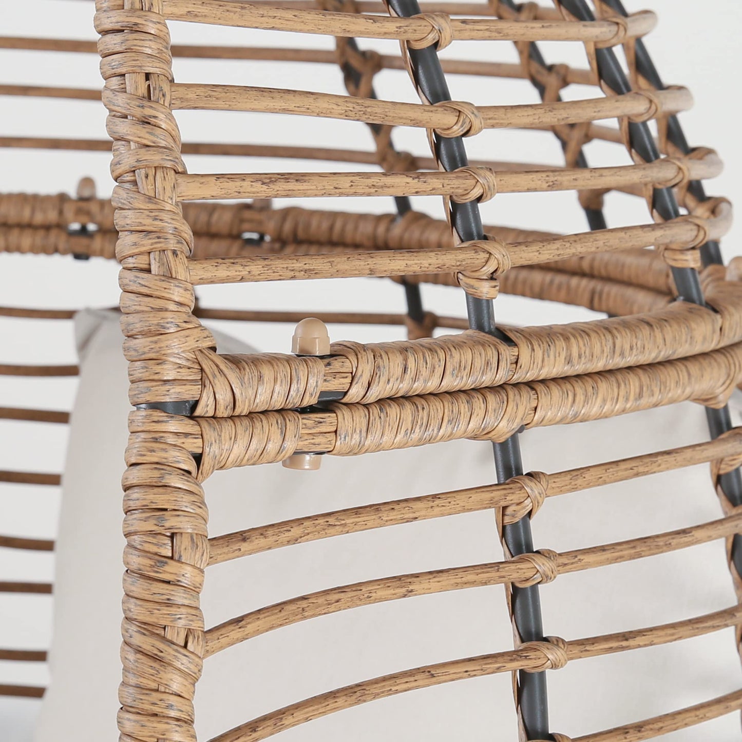 Outdoor Teardrop Wicker Lounge Chair Patio Rattan Egg Cuddle Chair with Cushions
