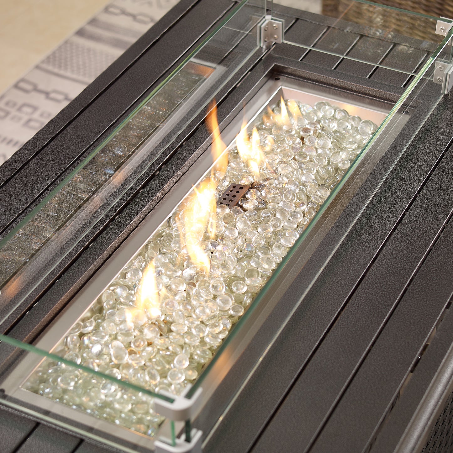 Ulax Furniture Burner and Glass Stone for Fire Pit Table