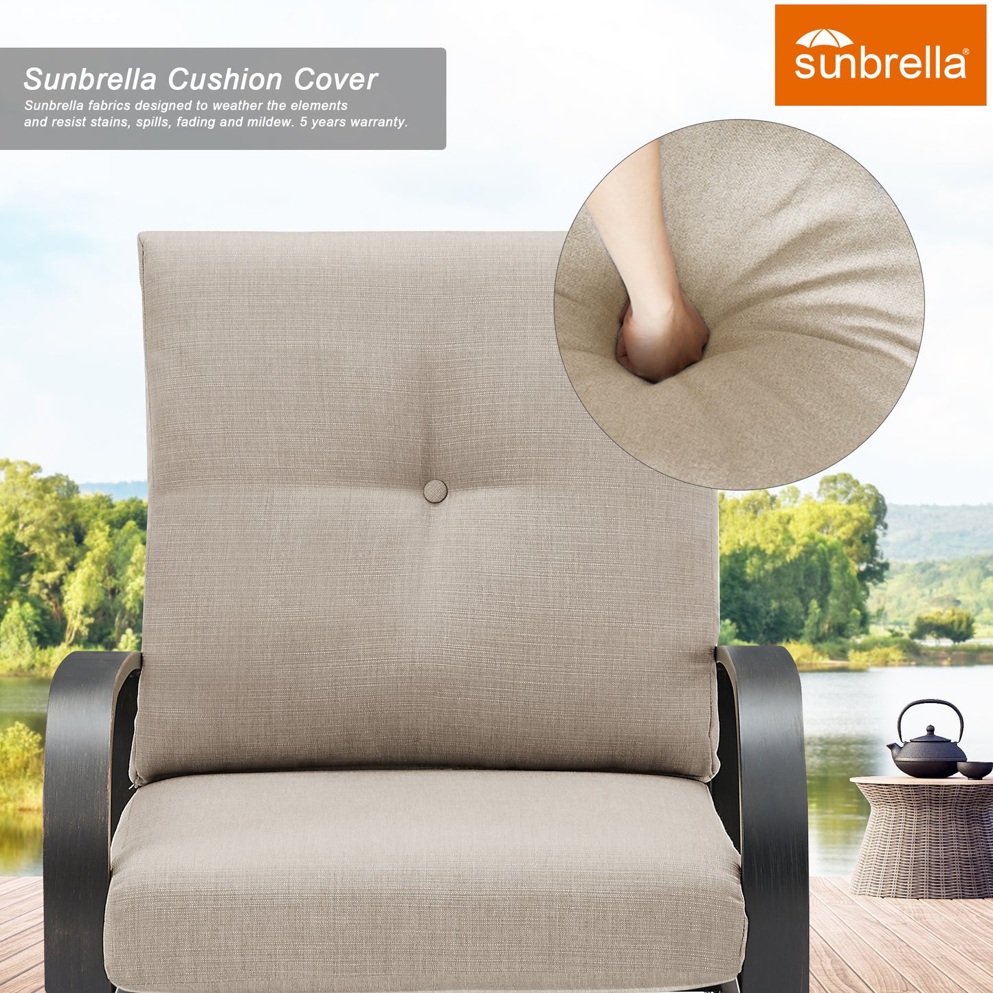 Chamber 4 Pieces Aluminum Patio Conversation Sofa Sets with Sunbrella® Cushions