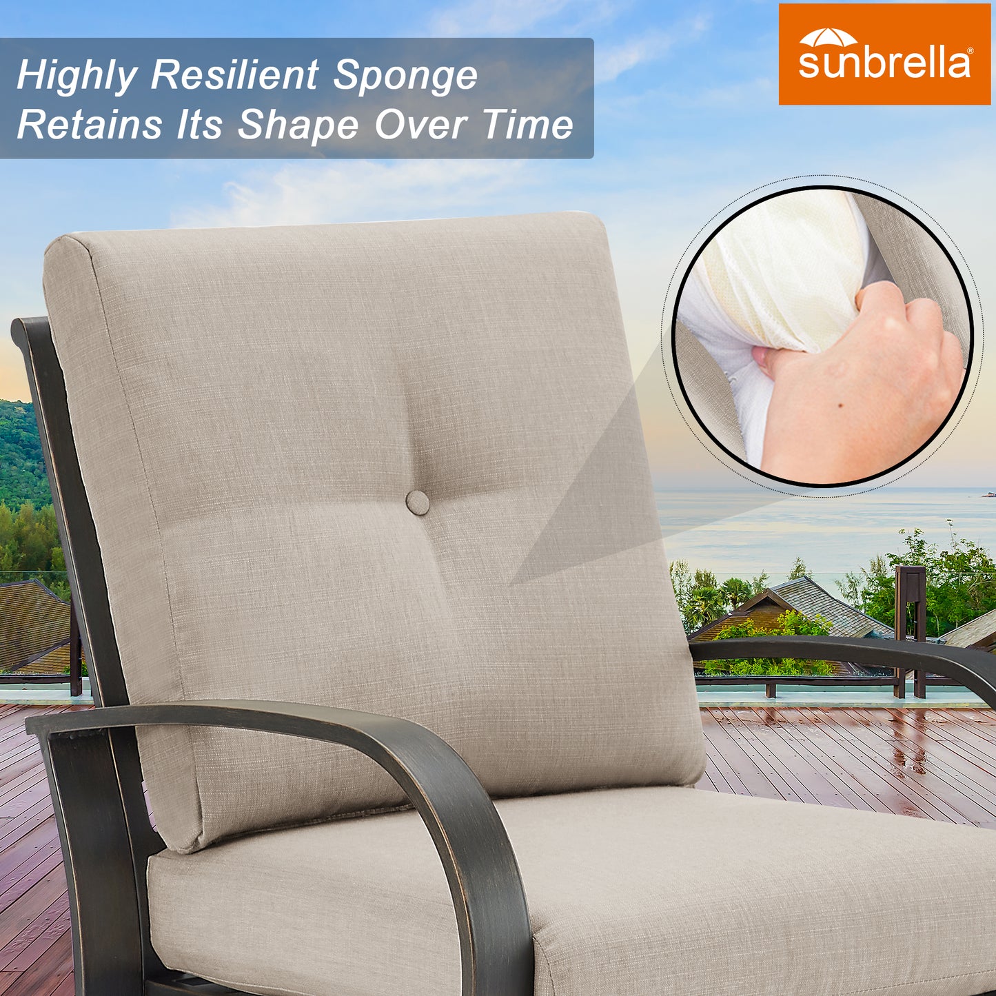 OPEN BOX I Chamber Patio Aluminum Swivel Club Chair with Sunbrella® Cushions