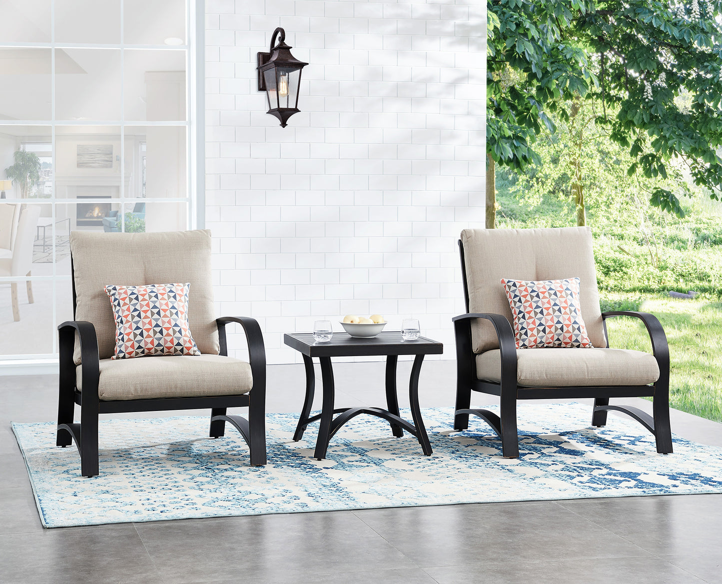 Chamber Patio Aluminum Square End Table with Half Arc Bottom