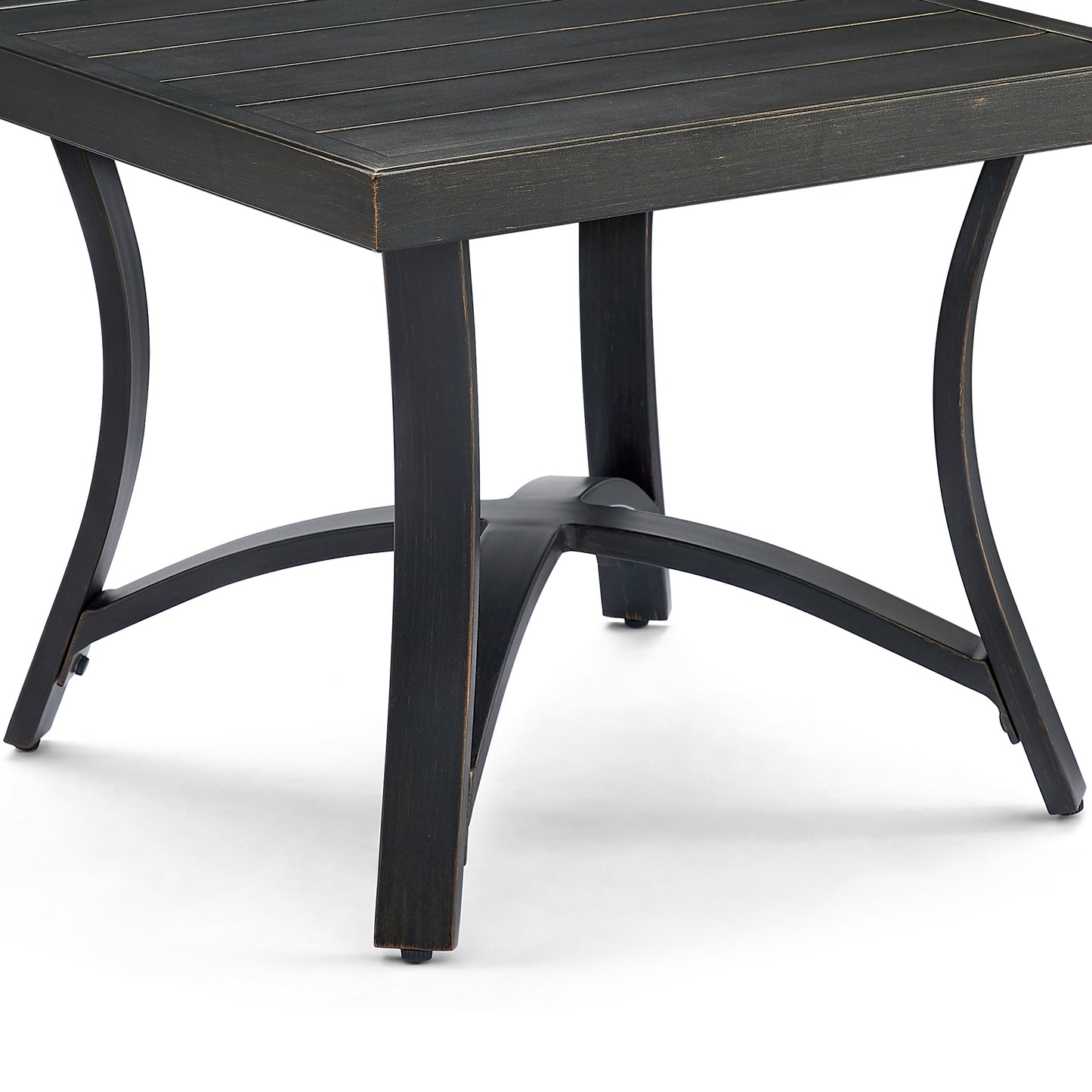 OPEN BOX I Chamber Patio Aluminum Square End Table with Half Arc Bottom