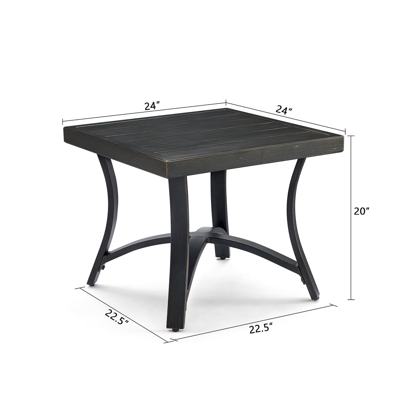 Chamber Patio Aluminum Square End Table with Half Arc Bottom