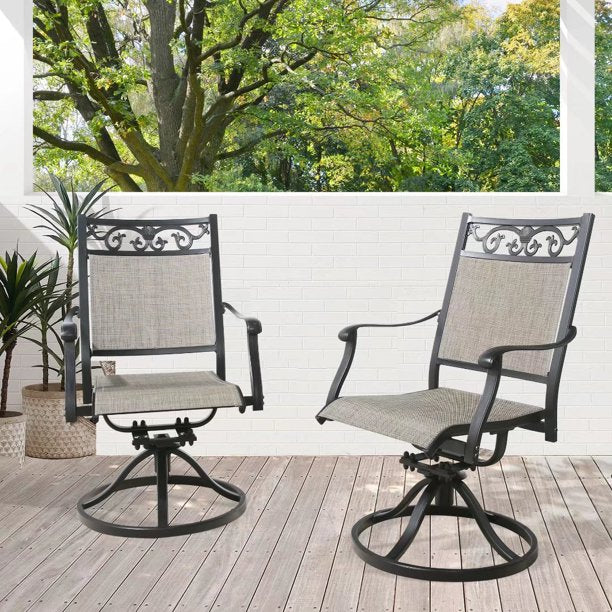 PEAKHOME Cast Aluminum Patio Swivel Dining Chairs