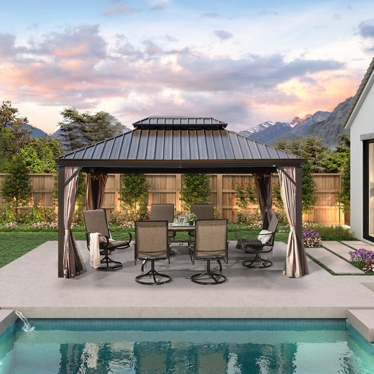 Peakhome Furnishings 10Ft x 12Ft Patio Hardtop Gazebo