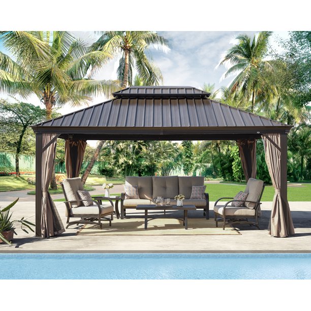Peakhome Furnishings 12Ft x 16Ft Patio Hardtop Gazebo