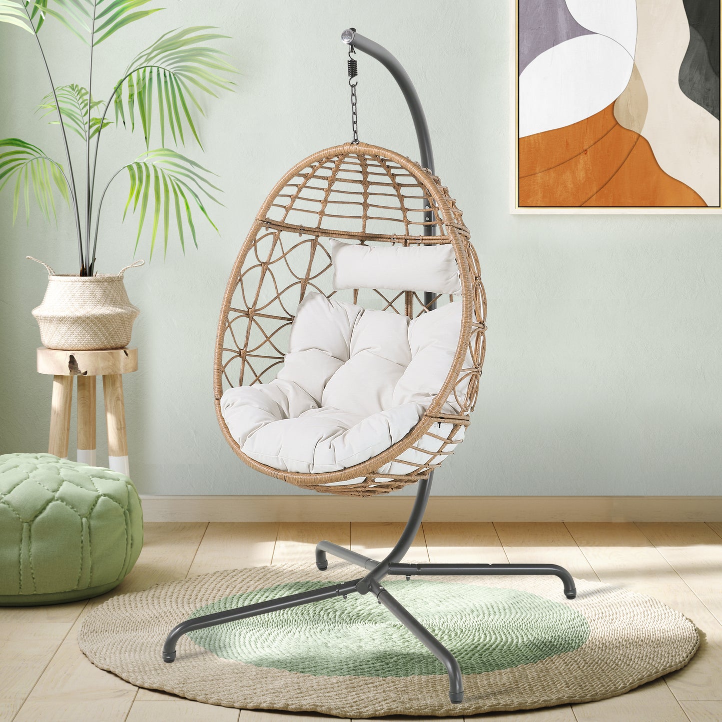 Peakhome Furnishings Wicker Hanging Basket Swing Chair