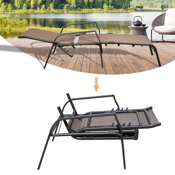 Patio Lounge Chair Chaise, Adjustable Backrest Ergonomic Shape with Durable Handwoven Rattan Steel Frame Garden Lawn Pool Recliner Outdoor Furniture Wicker Lounger