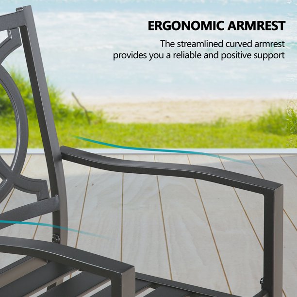 Patio 7-Piece Heavy-Duty Dining Sets, 6 Steel Chairs and one Large Rectangle Table with 1.57" Umbrella Hole