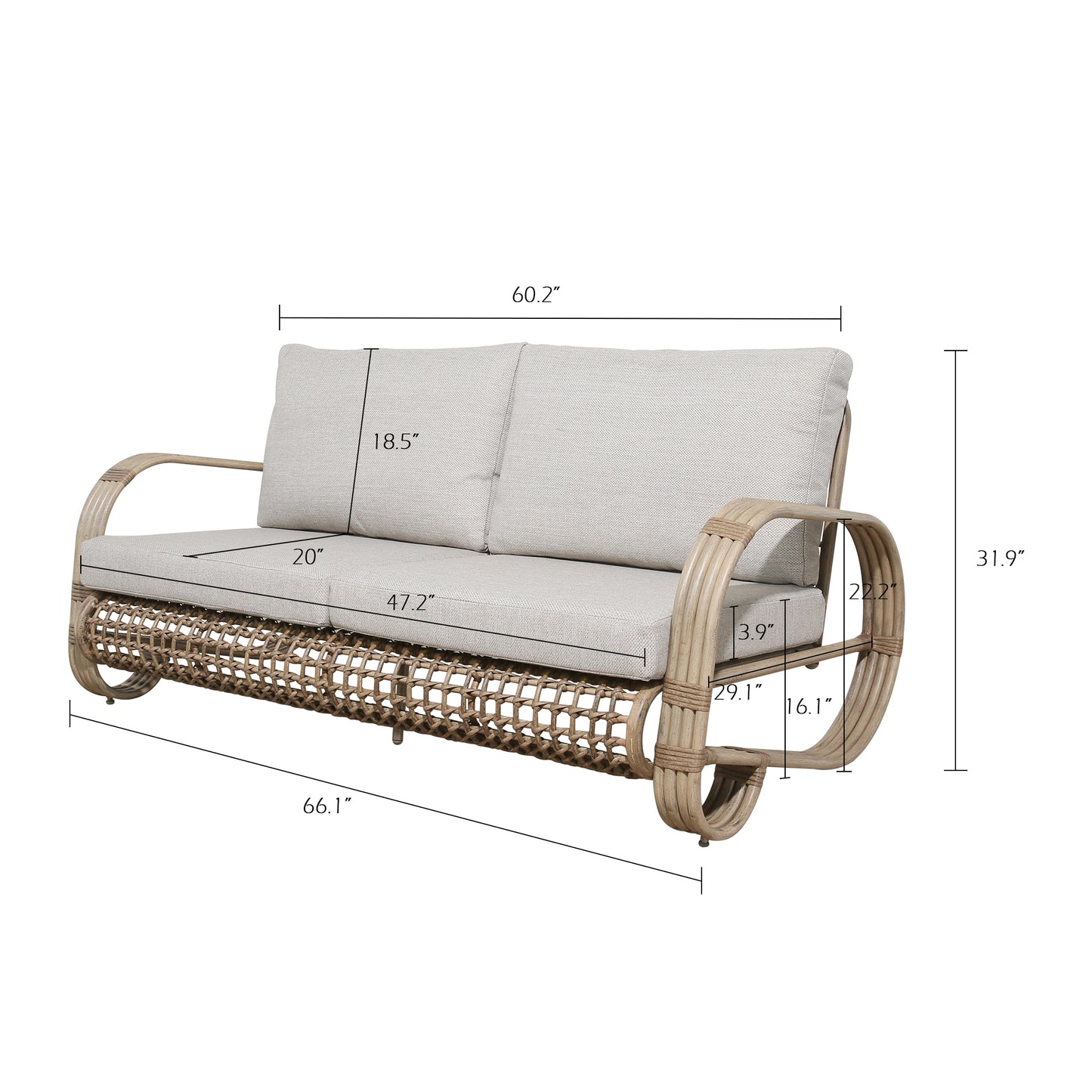 Arsterie Patio Aluminum Loveseat with Olefin Cushions