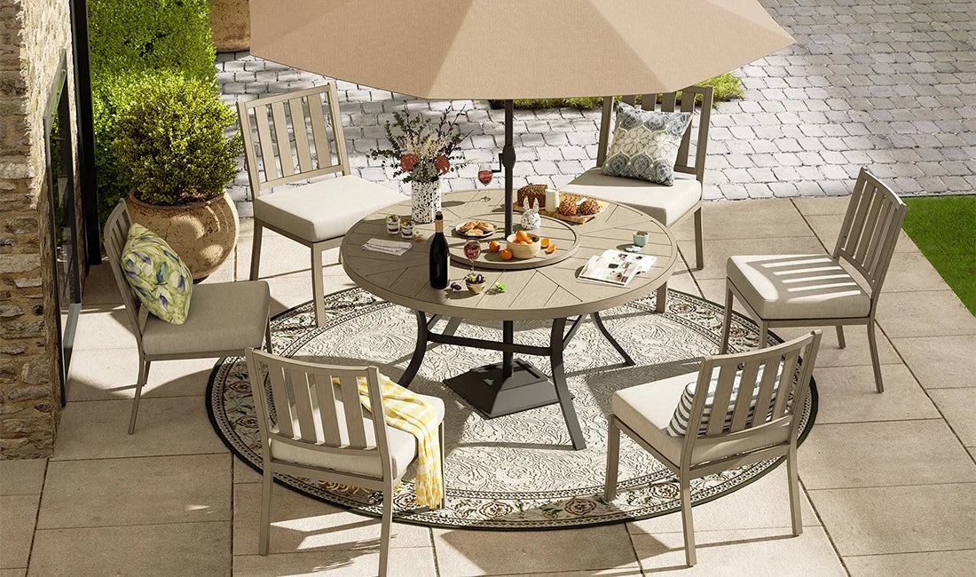 lazy susan for patio table with umbrella Outdoor Fire Pit or Furniture It has a durable matte finish Gensun Grand Terrace 30-Inch Cast