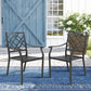 Patio Stacking Metal Dining Arm Chairs with Steel Slat Seat, Set of 2