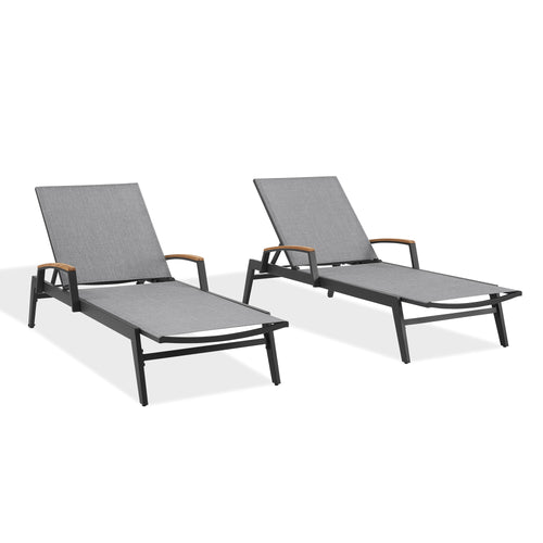 Canyon 2PCS Outdoor Aluminum Chaise Lounge With Phifertex® Sling Fabric