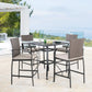 4 Pieces Metal Bar Stools Outdoor Woven Wicker Height Bistro Chairs with Beige Seat Cushions