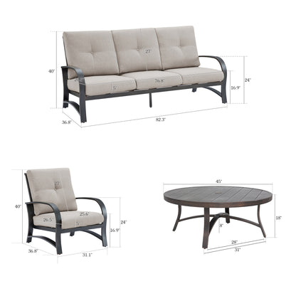 Chamber Aluminum 5 Seat Patio Conversation Sets With Sunbrella® Cushions