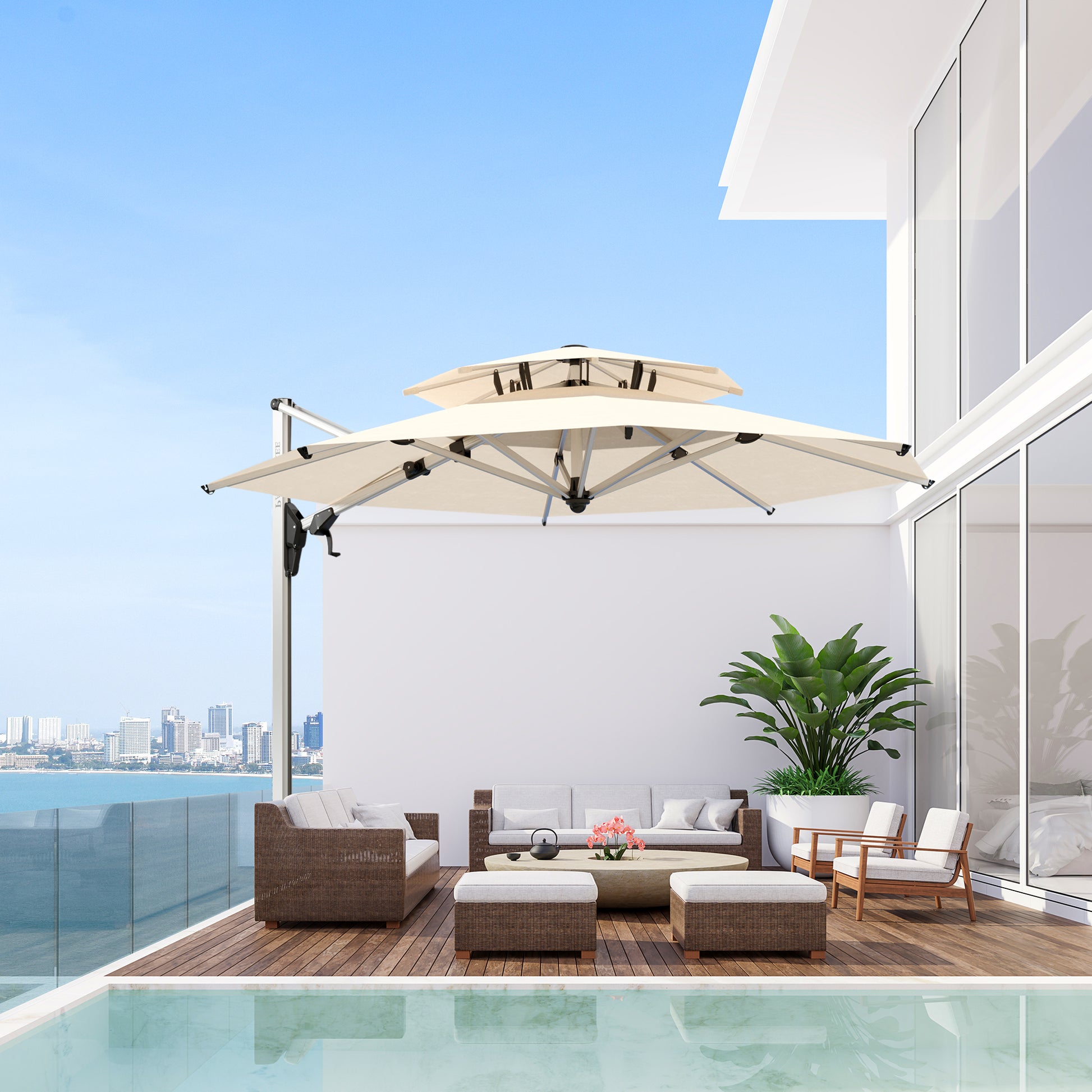 PATIO TREE Double Top 11ft Round Patio Cantilever Umbrella for Deck, P – Peak Home Furnishings PATIO TREE Double Top 11ft Round Patio Cantilever Umbrella for Deck, P – Peak Home Furnishings