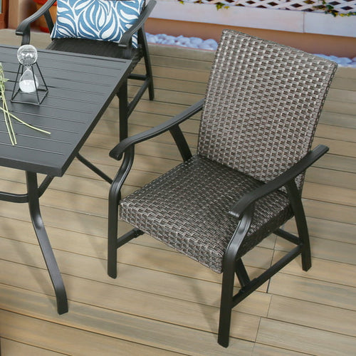 Pavane 2-Piece Patio Rattan Ding Chairs Outdoor Wicker Motion Rocking Chairs with Armrest and Padded with Dry Quick Foam