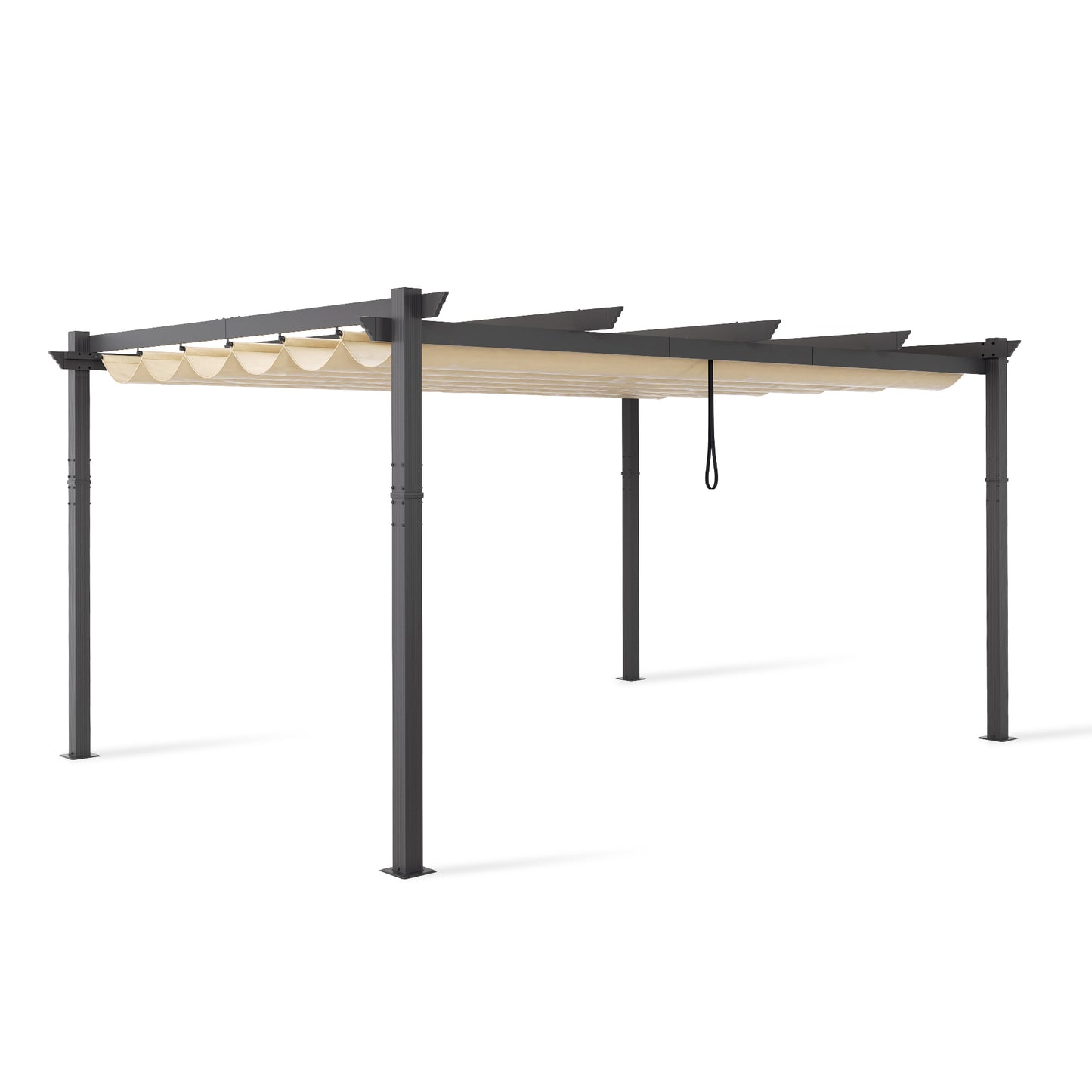 PATIO TREE 12Ft x 16Ft Patio Aluminum Retractable Pergola with Sun Shade Canopy Modern Backyard Deck