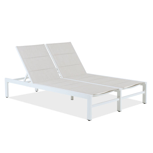 PEAKHOME Outdoor Double Chaise Lounge with Wheels and Quick Dry Foam